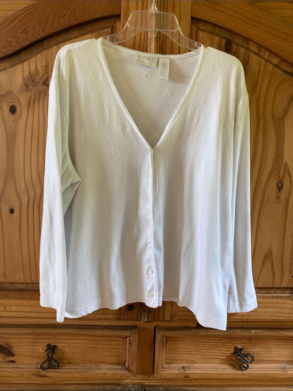 Women Elisabeth Liz Claiborne white button down long sleeve sweater size 1